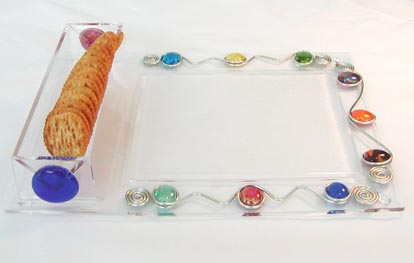 Cracker & Cheese Tray w/Knife - NEW